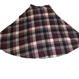 ILGWU Vintage Wool plaid burgundy flare a line skirt size womens small